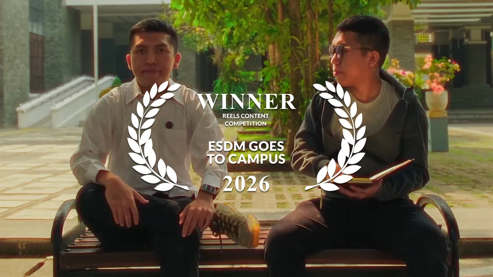 Film still with the laurel overlay "Winner, Reels Content Competition, ESDM Goes to Campus 2026"